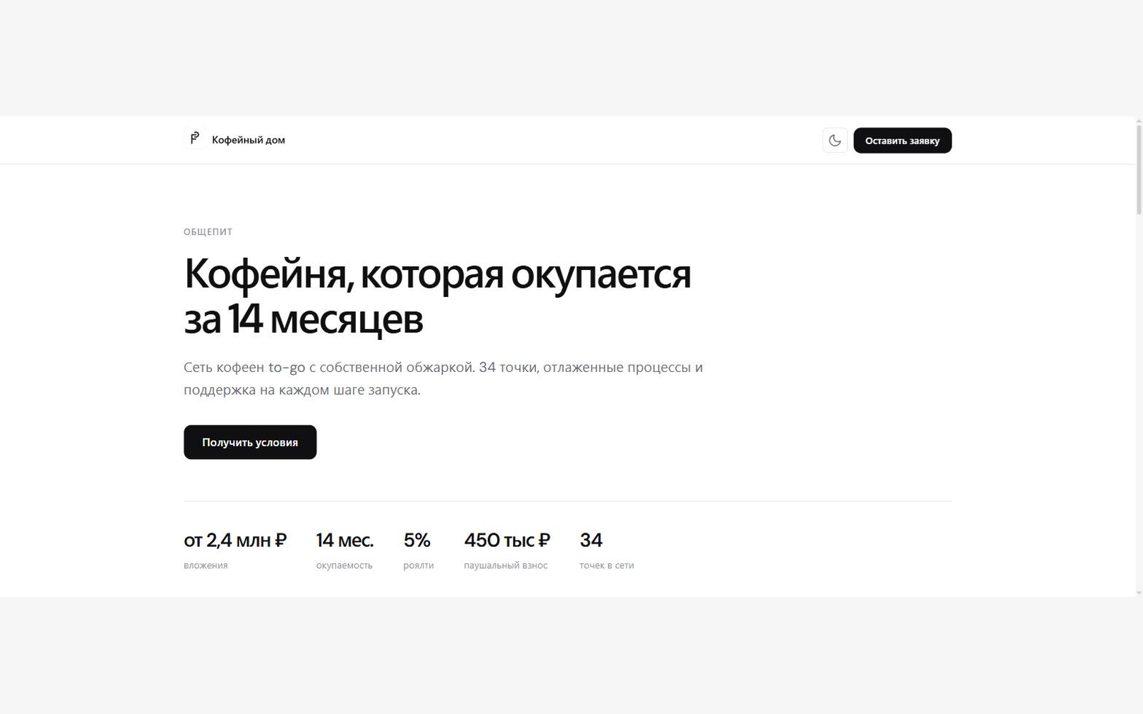 Публичная витрина франшизы